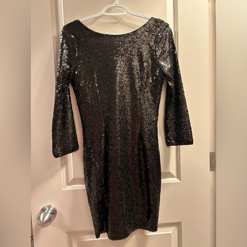 Black Sequin Mini Dress